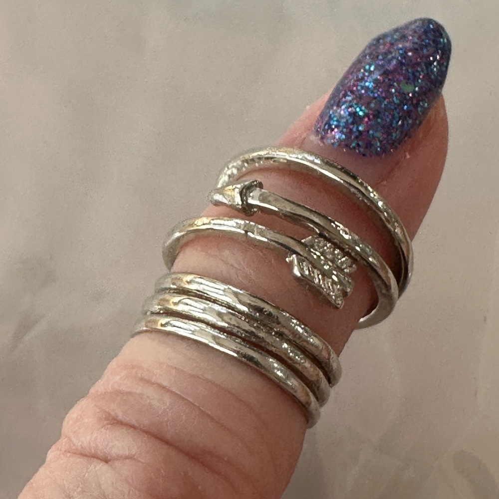 💜 🦶TOE 🦶Three Silver Adjustable TOE Rings, Arrow and Plain Round